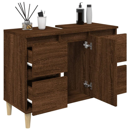 Waschbeckenunterschrank Braun Eichen-Optik 80x33x60 cm