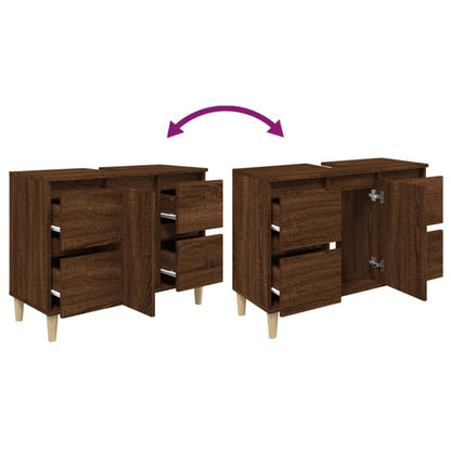 Waschbeckenunterschrank Braun Eichen-Optik 80x33x60 cm