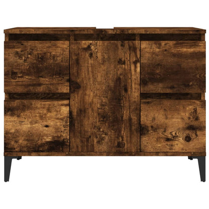 Waschbeckenunterschrank Räuchereiche 80x33x60 cm Holzwerkstoff