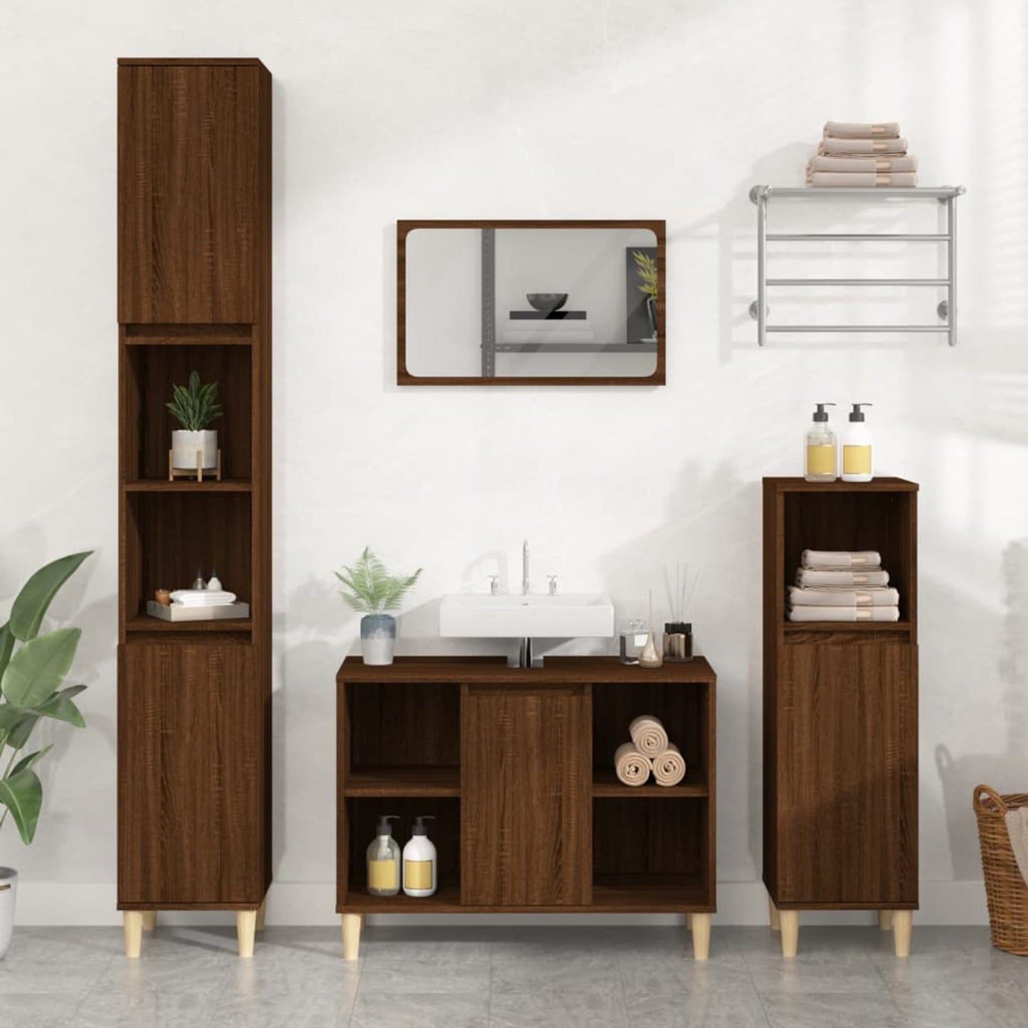 Waschbeckenunterschrank Braun Eichen-Optik 80x33x60 cm