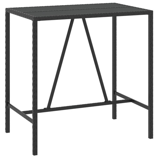 Bartisch mit Glasplatte Schwarz 110x70x110 cm Poly Rattan
