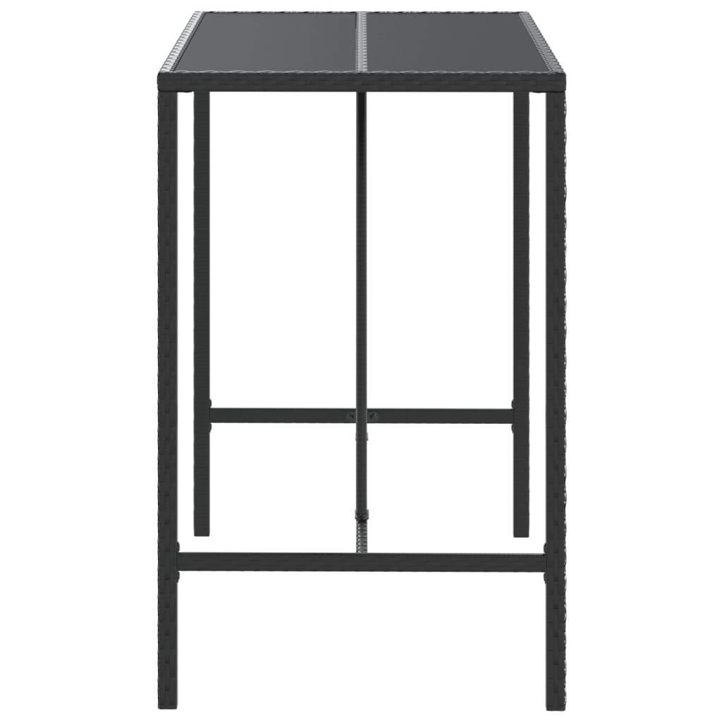 Bartisch mit Glasplatte Schwarz 110x70x110 cm Poly Rattan