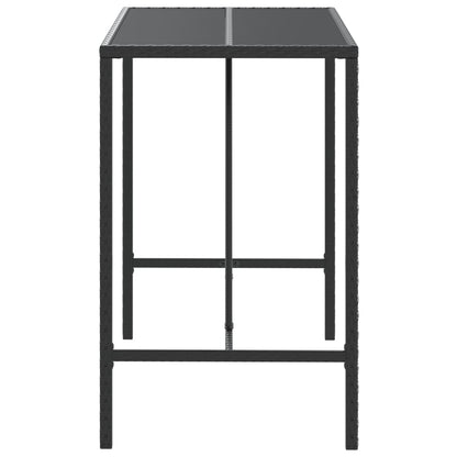 Bartisch mit Glasplatte Schwarz 110x70x110 cm Poly Rattan