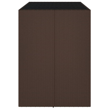 Barbord med glasplade brun 145x80x110 cm polyrattan