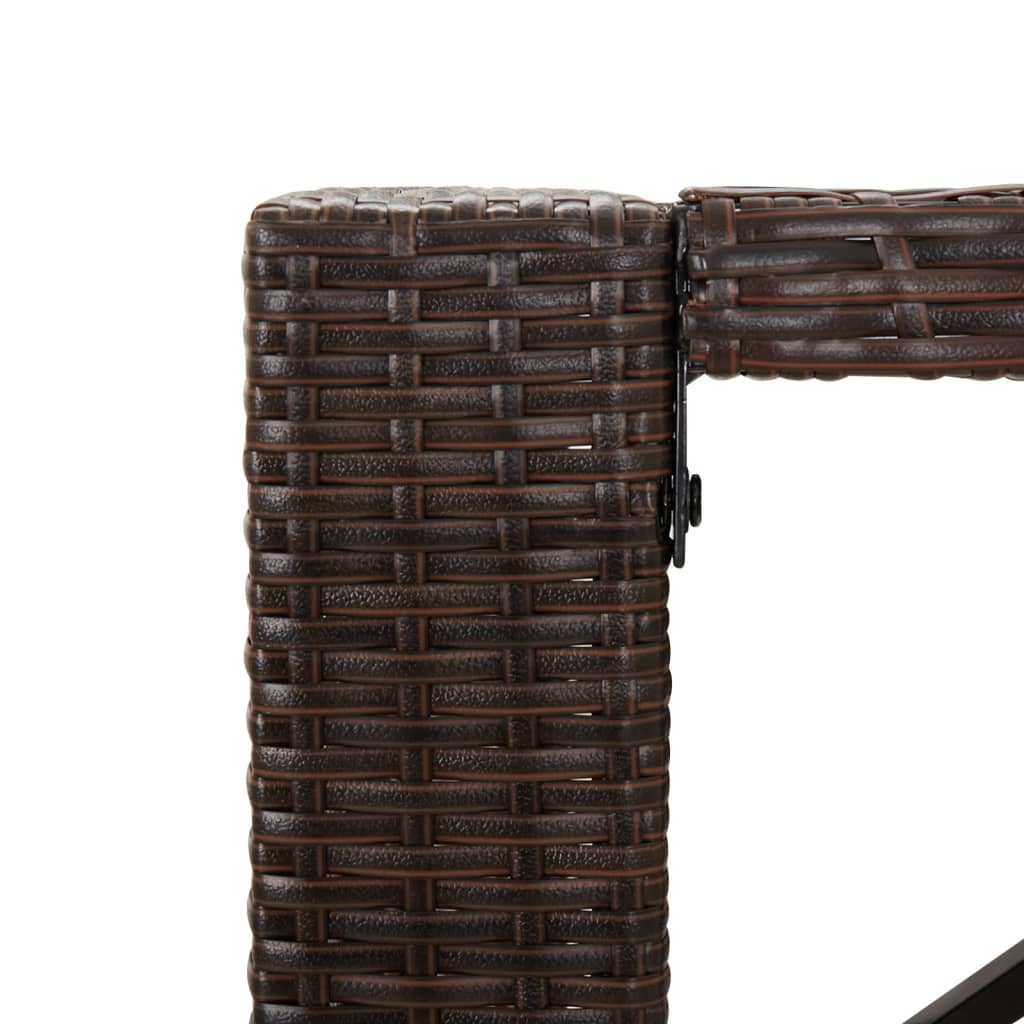 Barbord med glasplade brun 145x80x110 cm polyrattan
