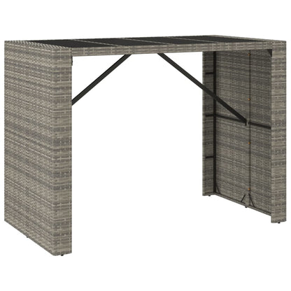 Barbord med glasplade grå 145x80x110 cm polyrattan
