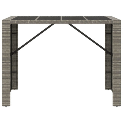 Barbord med glasplade grå 145x80x110 cm polyrattan