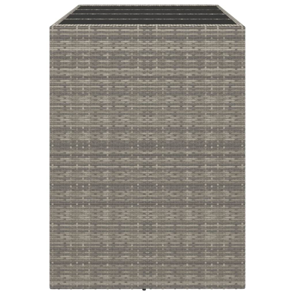Barbord med glasplade grå 145x80x110 cm polyrattan