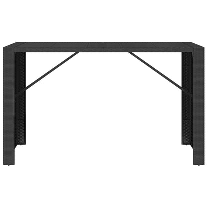 Barbord med glasplade sort 185x80x110 cm polyrattan