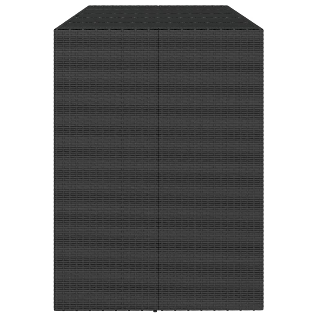 Barbord med glasplade sort 185x80x110 cm polyrattan