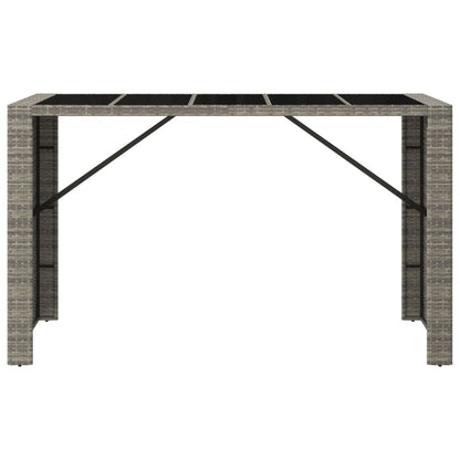 Barbord med glasplade grå 185x80x110 cm polyrattan