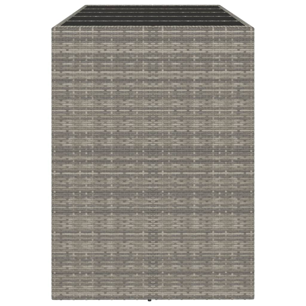 Barbord med glasplade grå 185x80x110 cm polyrattan