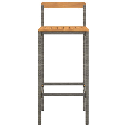 Barhocker 2 Stk. Grau Poly Rattan und Massivholz Akazie