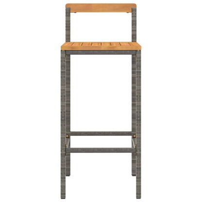 Barhocker 4 Stk. Grau Poly Rattan und Massivholz Akazie