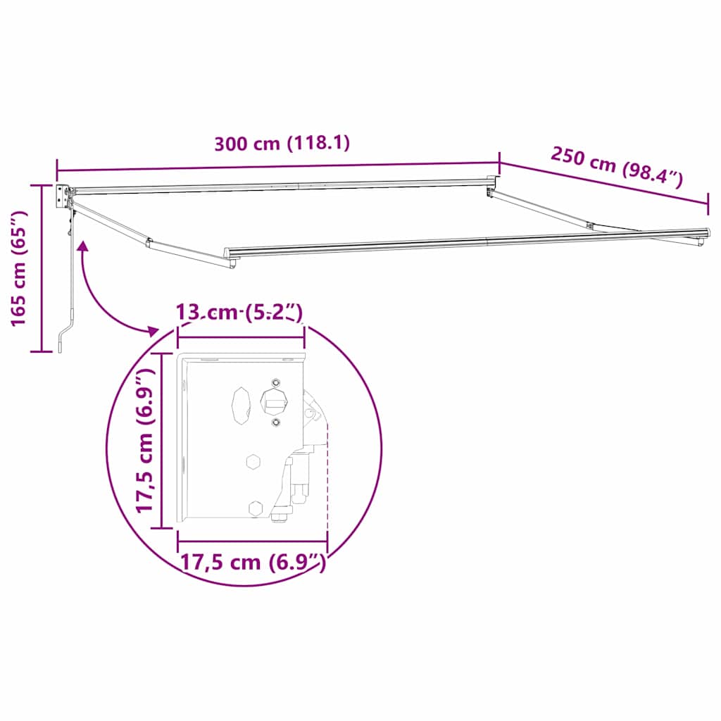 Markise Weiß 3 x 2,5 m Metall