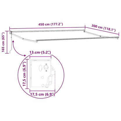 Markise Weiß 4,5 × 3 m Metall
