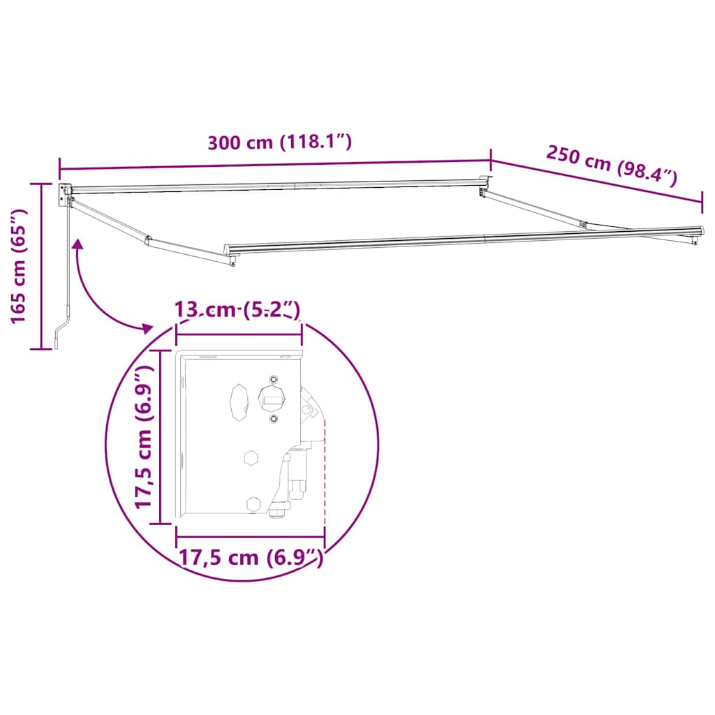 Markise Anthrazit 3 x 2,5 m Metall
