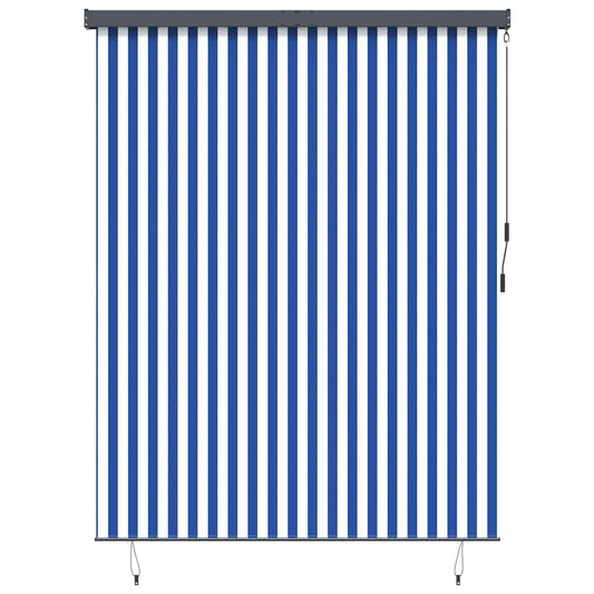 Outdoor Rollo Striped Manuell Blau und weiß 200 x 250 cm Stoff