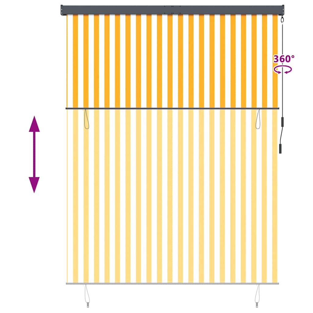 Outdoor Rollo Striped Orange und Weiß 200 x 250 cm Stoff