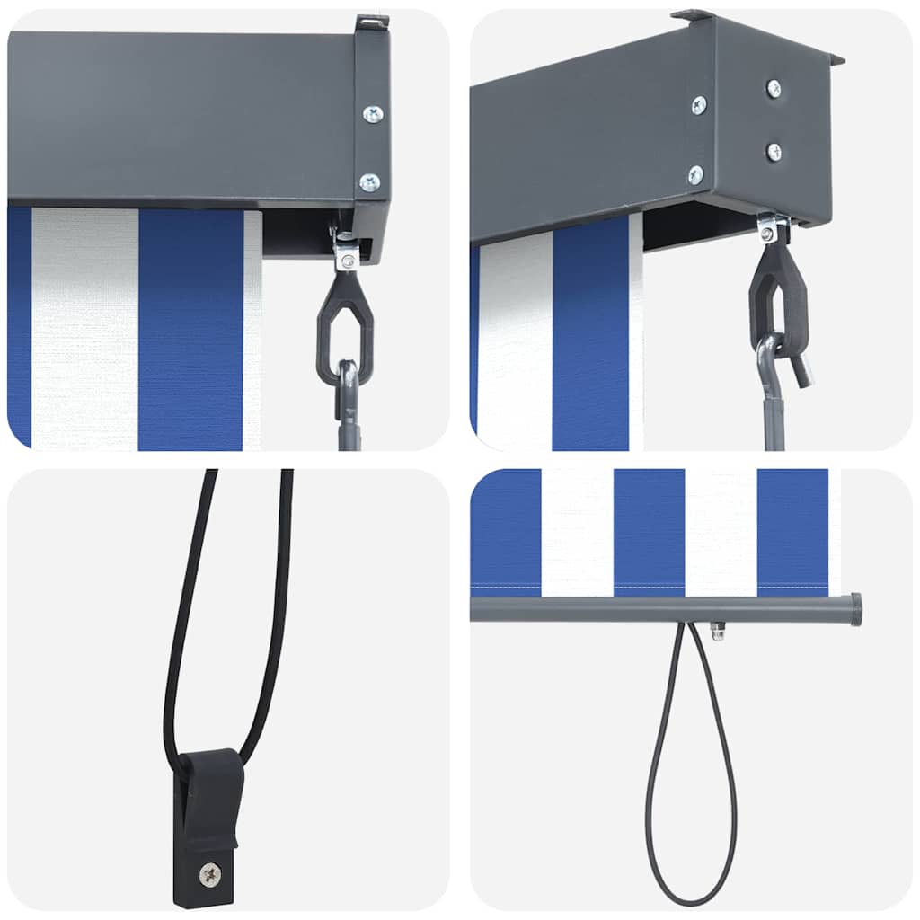 Outdoor Rollo Striped Manuell Blau und weiß 220 x 250 cm Stoff