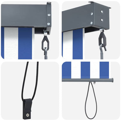 Outdoor Rollo Striped Manuell Blau und weiß 220 x 250 cm Stoff