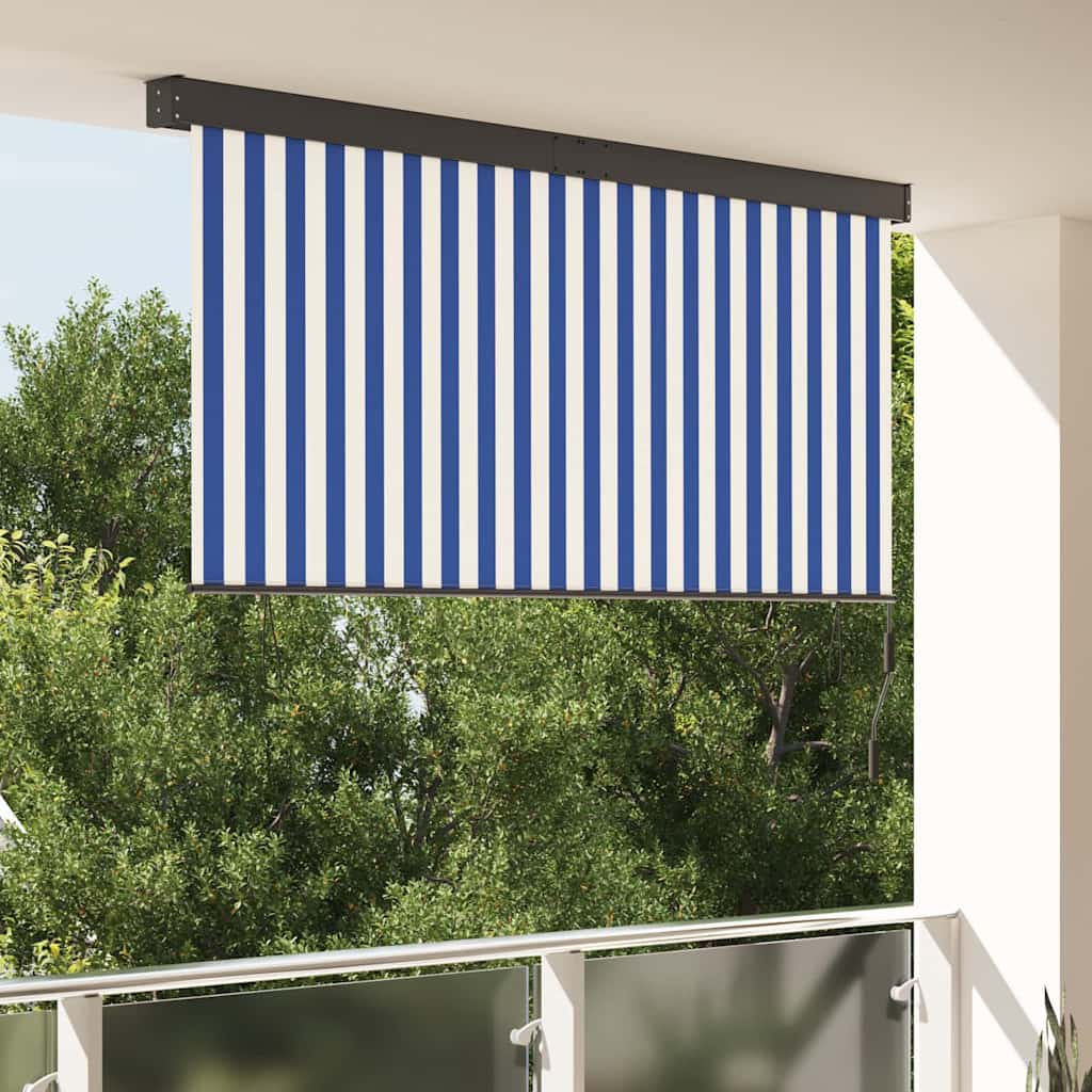 Outdoor Rollo Striped Manuell Blau und weiß 220 x 250 cm Stoff