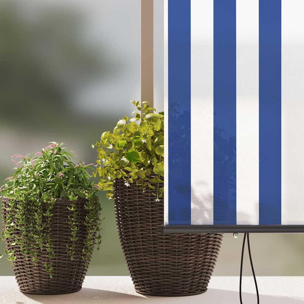 Outdoor Rollo Striped Manuell Blau und weiß 220 x 250 cm Stoff