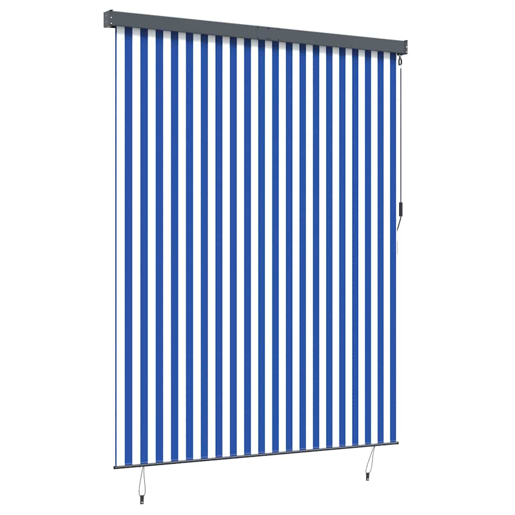 Outdoor Rollo Striped Manuell Blau und weiß 220 x 250 cm Stoff