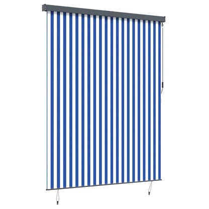 Outdoor Rollo Striped Manuell Blau und weiß 220 x 250 cm Stoff