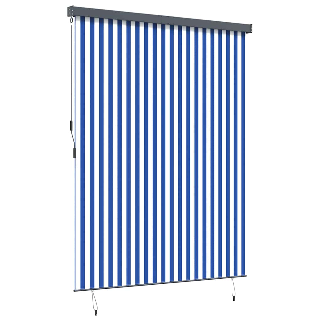 Outdoor Rollo Striped Manuell Blau und weiß 220 x 250 cm Stoff