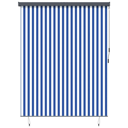 Outdoor Rollo Striped Manuell Blau und weiß 220 x 250 cm Stoff