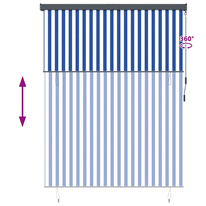 Outdoor Rollo Striped Manuell Blau und weiß 220 x 250 cm Stoff
