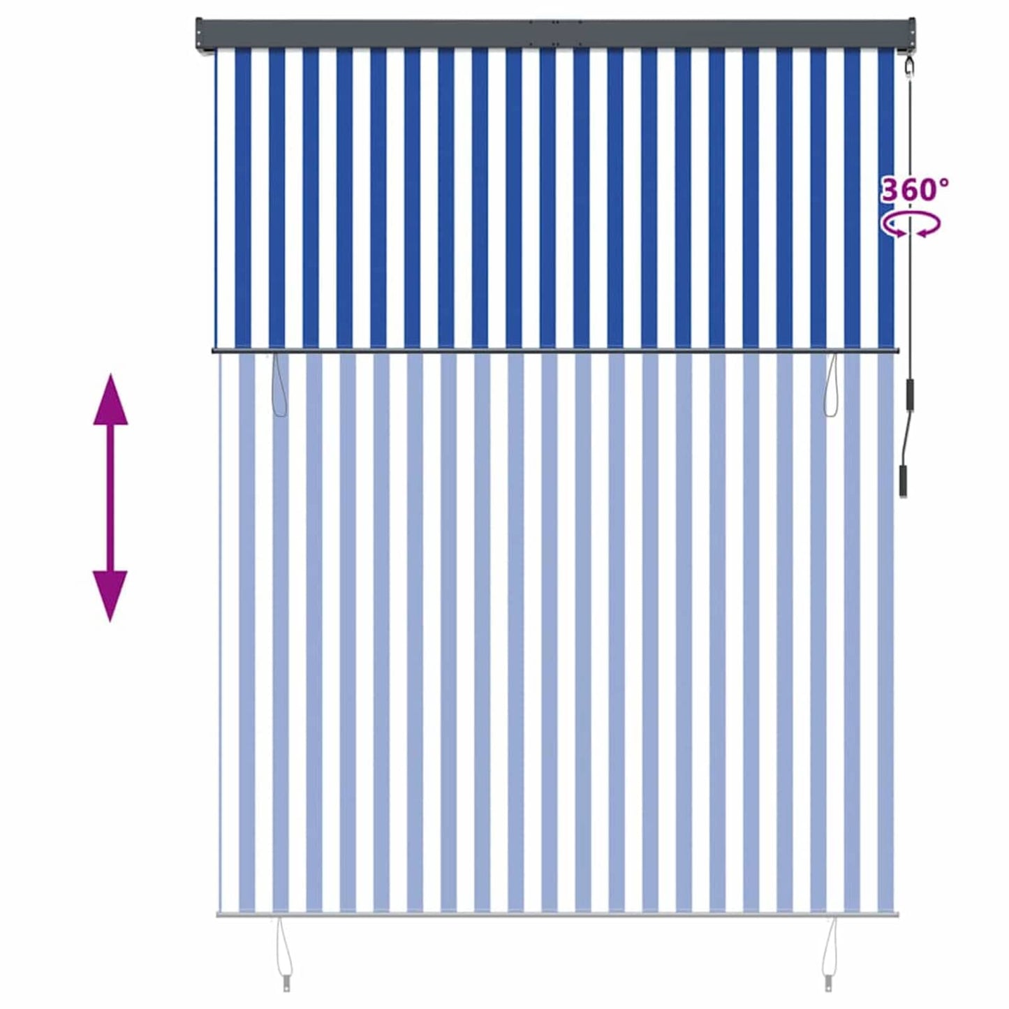 Outdoor Rollo Striped Manuell Blau und weiß 220 x 250 cm Stoff
