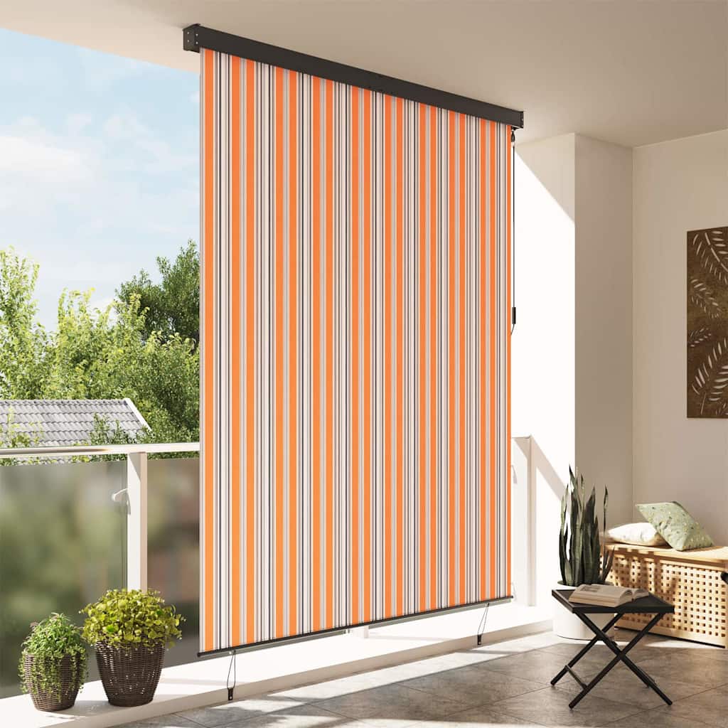 Outdoor Rollo Striped Manuell Gelb und Blau 220 x 250 cm Stoff