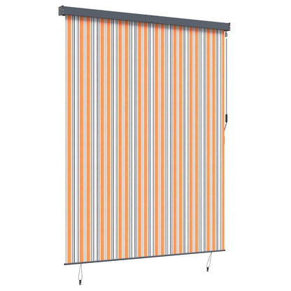 Outdoor Rollo Striped Manuell Gelb und Blau 220 x 250 cm Stoff