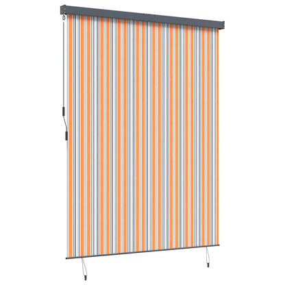 Outdoor Rollo Striped Manuell Gelb und Blau 220 x 250 cm Stoff