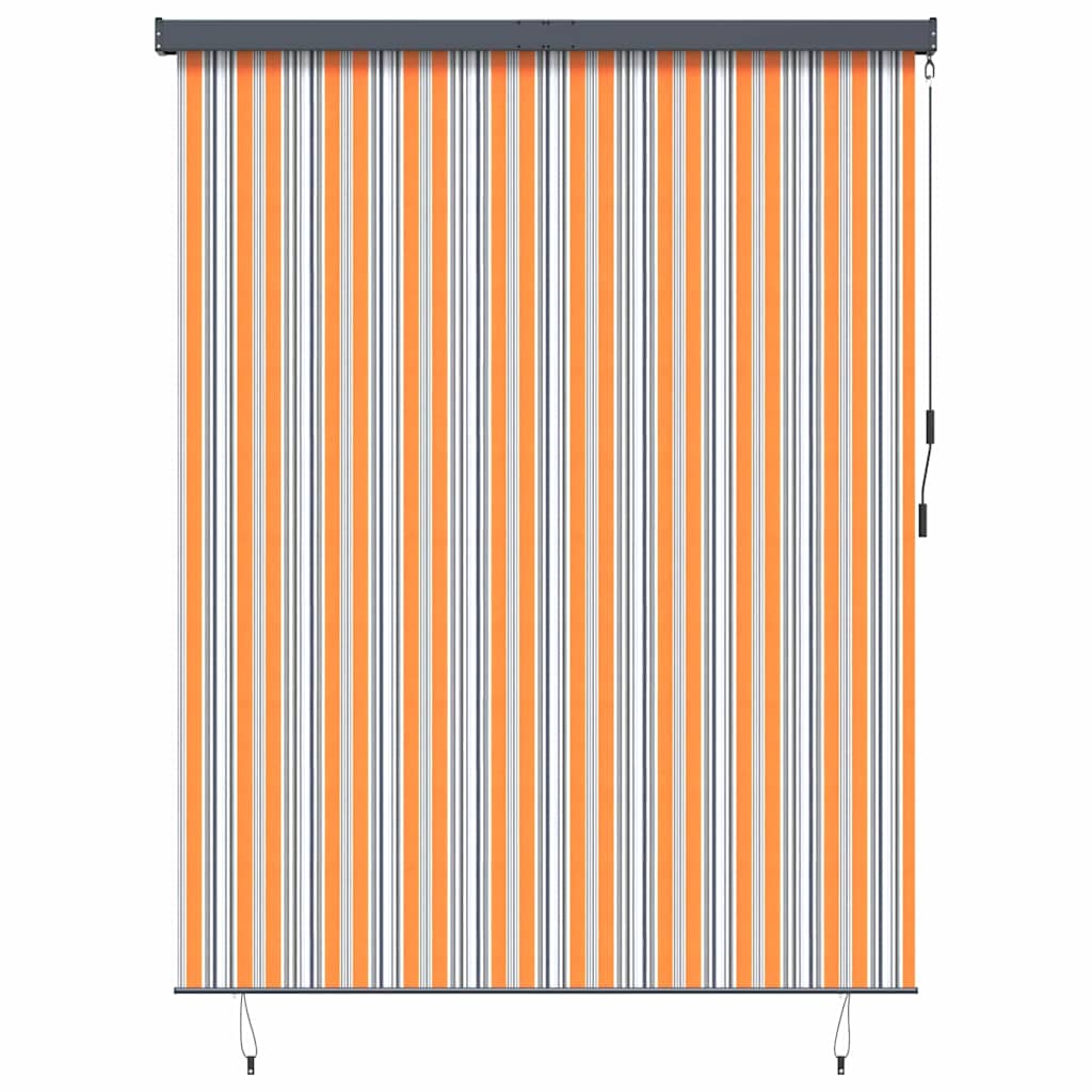 Outdoor Rollo Striped Manuell Gelb und Blau 220 x 250 cm Stoff