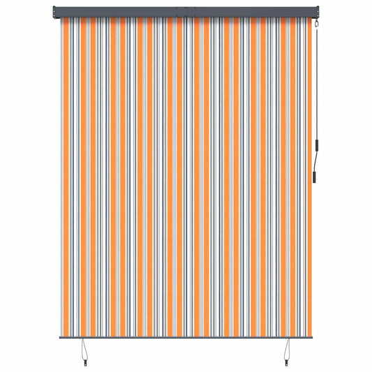 Outdoor Rollo Striped Manuell Gelb und Blau 220 x 250 cm Stoff