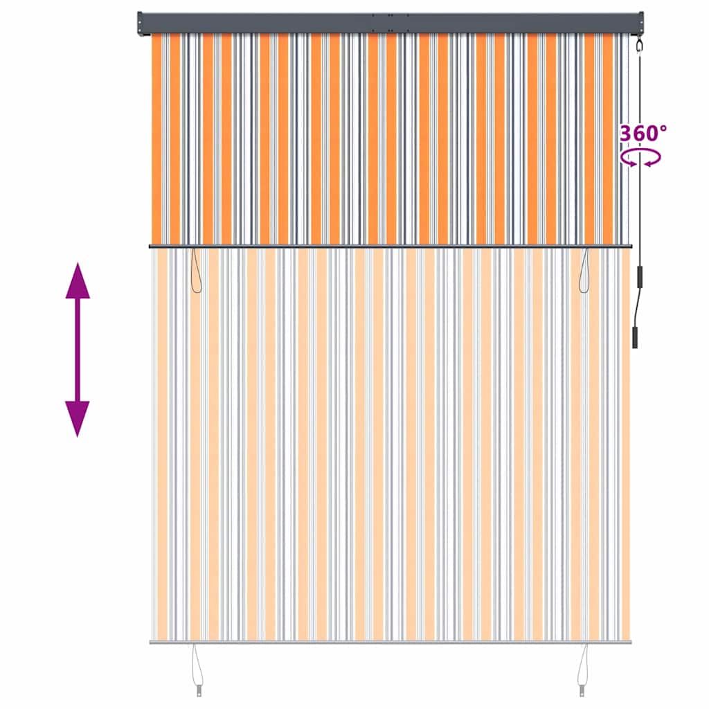 Outdoor Rollo Striped Manuell Gelb und Blau 220 x 250 cm Stoff
