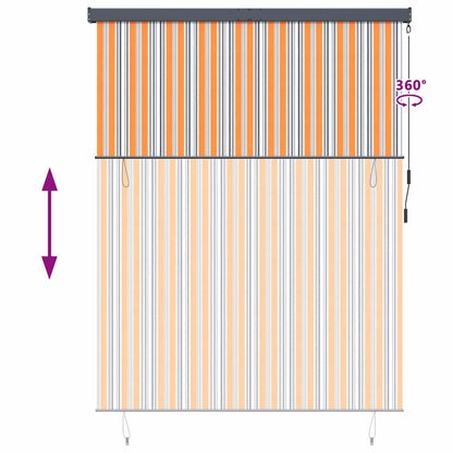 Outdoor Rollo Striped Manuell Gelb und Blau 220 x 250 cm Stoff