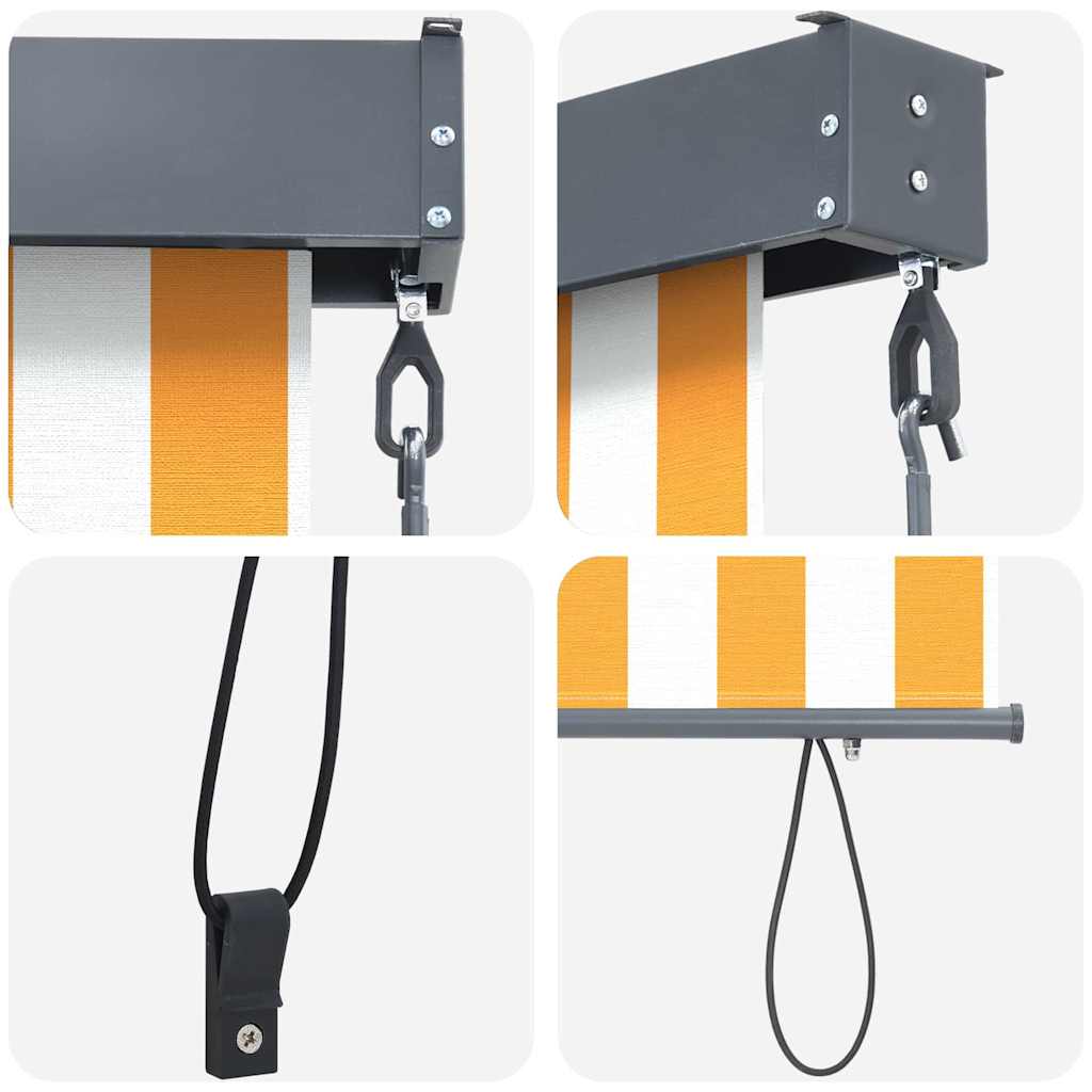 Outdoor Rollo Gestreift Orange und Weiß 220 x 250 cm Stoff