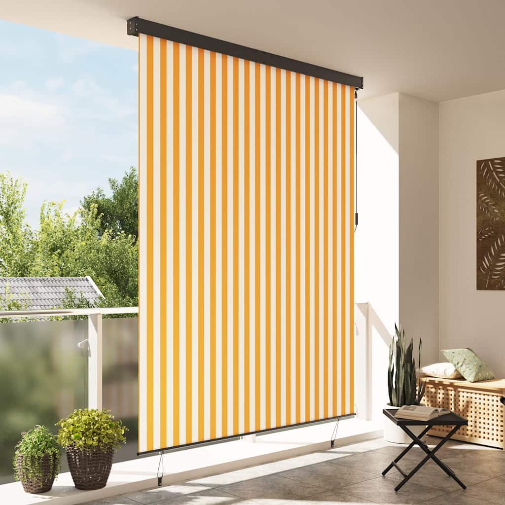 Outdoor Rollo Striped Orange und Weiß 220 x 250 cm Stoff