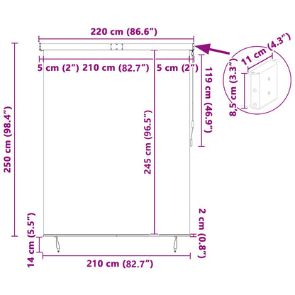 Outdoor Rollo Gestreift Orange und Weiß 220 x 250 cm Stoff