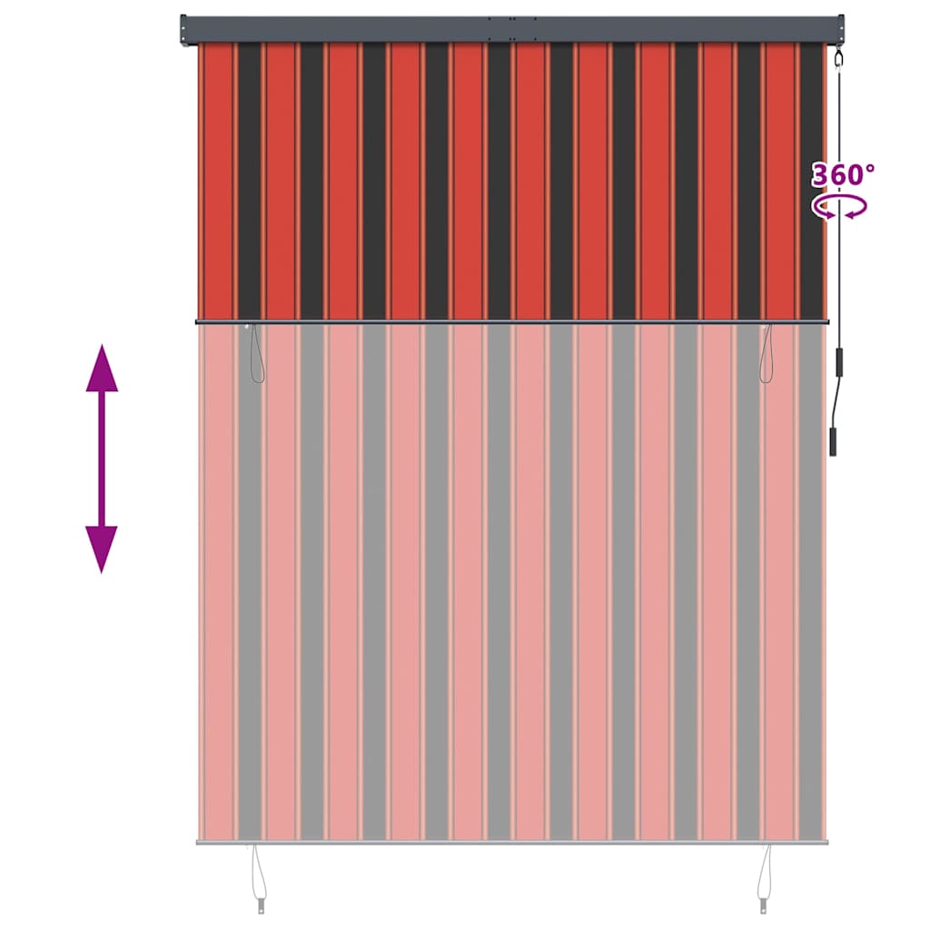 Outdoor Rollo Striped Orange und Braun 220 x 250 cm Stoff