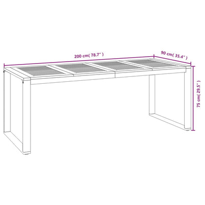 Gartentisch mit Gestell U-Form 200x90x75 cm Akazie Massivholz