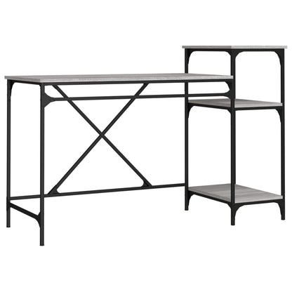 Schreibtisch mit Regal Grau Sonoma 135x50x90 cm Holzwerkstoff