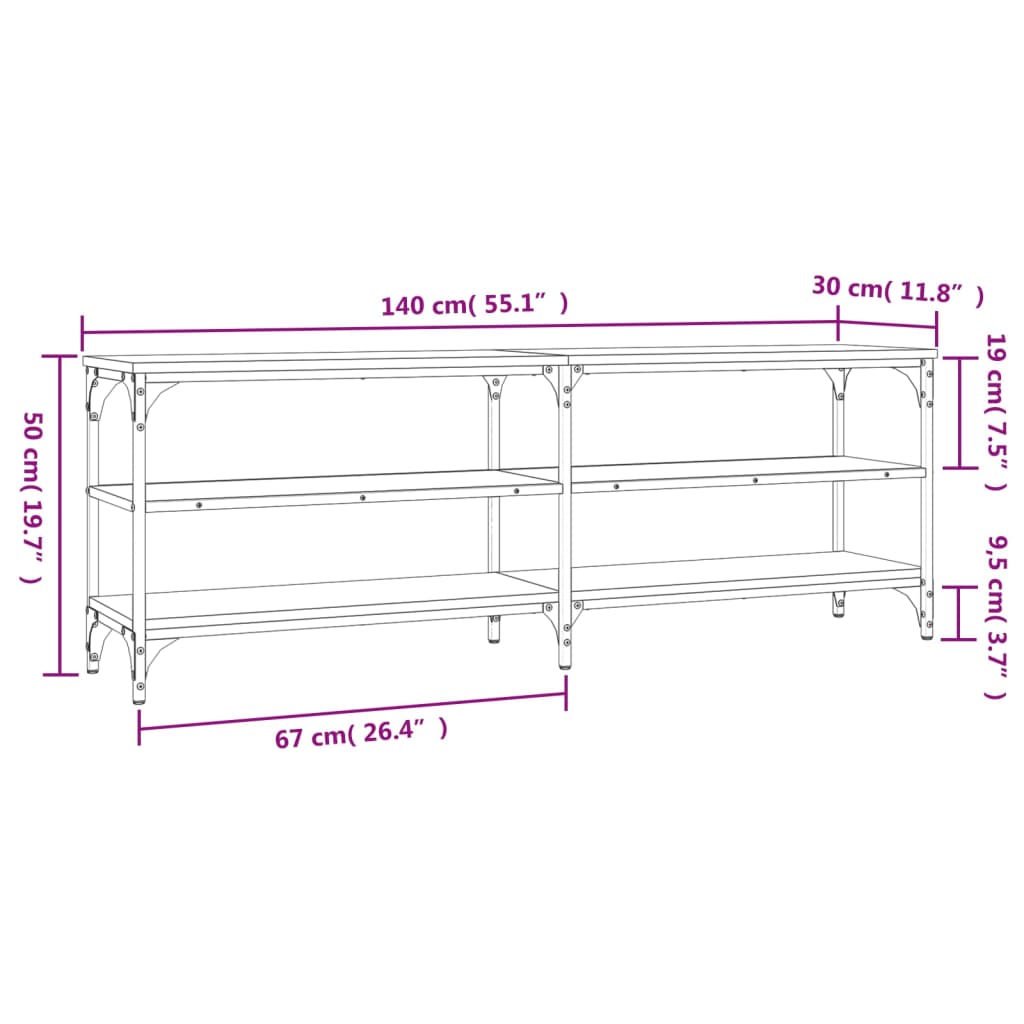 TV-skab Sort 140x30x50 cm Træ Materiale