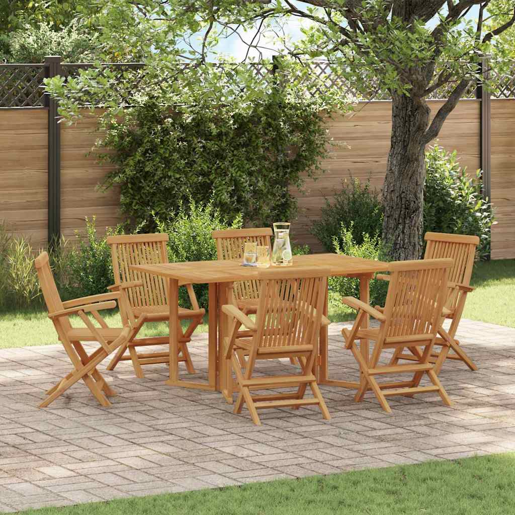 Garten Essgruppe 7 pcs Braun 150 x 90 x 75 cm Massivholz Teak