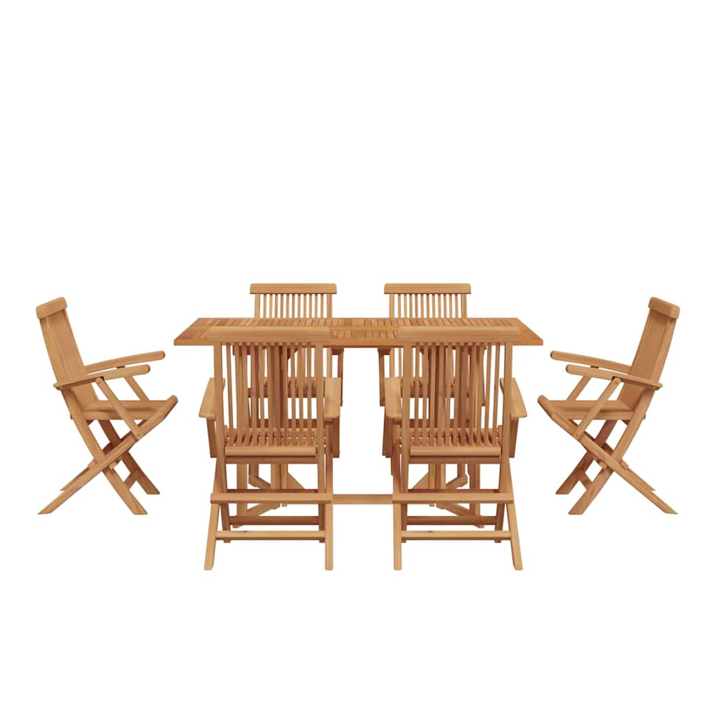 Garten Essgruppe 7 pcs Braun 150 x 90 x 75 cm Massivholz Teak