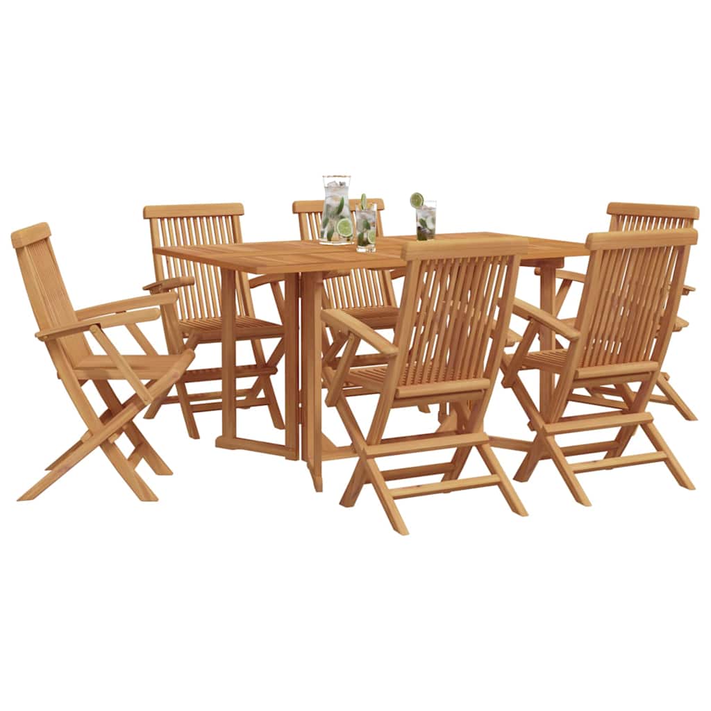 Garten Essgruppe 7 pcs Braun 150 x 90 x 75 cm Massivholz Teak